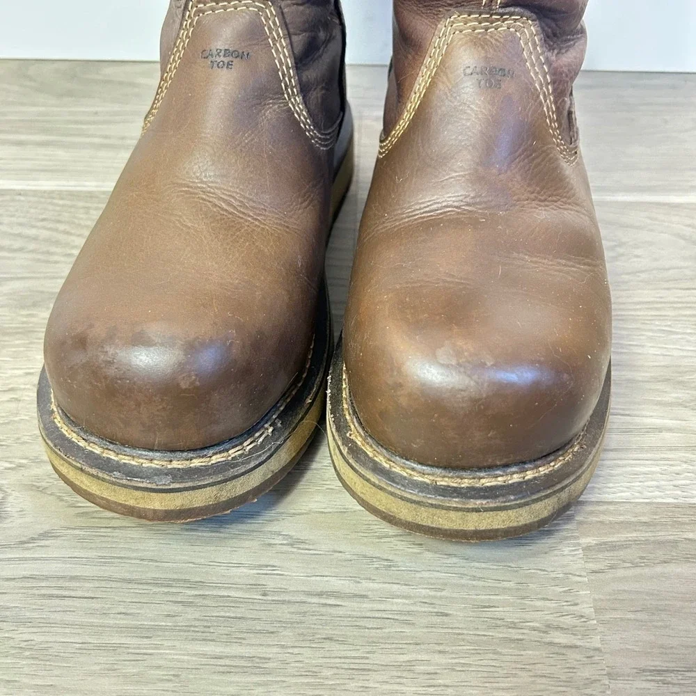 KEEN Utility Mens Brown Leather Carbon‎ Toe Pull On Work Boots 9D Construction